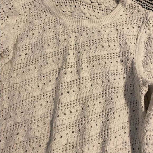 Talbots Plus size XL Crochet Knit White Neutral Coastal Sweater - Picture 2 of 6